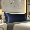 thumbnail image 2 of PiccoCasa 1 PC Satin Body Pillowcases , Luxury Silky Pillow Cover Long Satin Pillow Cases with Envelope Closure Navy Jumbo, 2 of 8