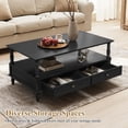 thumbnail image 3 of HLR 41" Mid Century Modern Coffee Table with Drawer Storage, Assembled Wood Center Table for Living Room, Black, 3 of 14