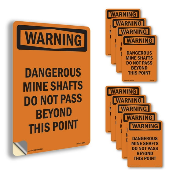 Dangerous Mine Shafts Do Not Pass OSHA WARNING Vinyl Decal Label 7 Inch x 5 Inch - 10 Pack