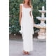 thumbnail image 5 of Vestido PRETTYGARDEN 2025 Maxi sin mangas con volantes blanco XL, 5 of 8