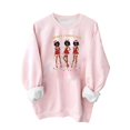 thumbnail image 3 of Midsumdr Christmas Sweatshirts for Women Fall Fashion Casual Christmas Printed Pink Sweatshirt Round Neck Long Sleeve Lightweight Pullover Sweatshirt, 3 of 4