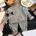 thumbnail image 2 of NOLDARES Toddler Baby Boy Clothes Solid Color Sweatshirt + Sweatpants Outfits Set 2Pcs Fall Winter Clothes Size:1-2 Y,Grey, 2 of 5