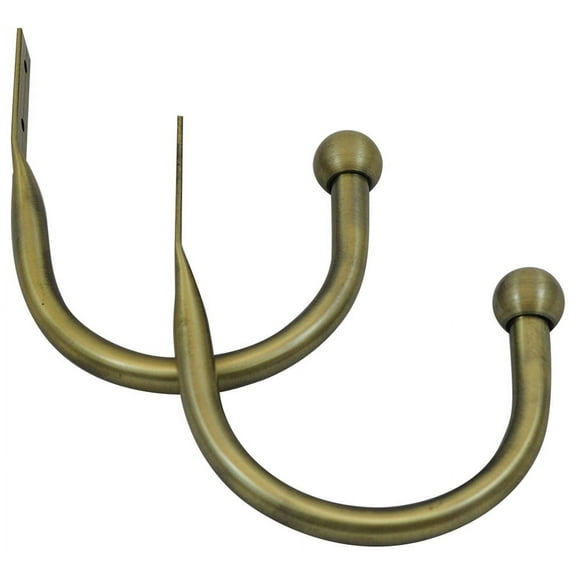 Urbanest Decorative Curtain Holdbacks for Drapes and Curtains, Classic Metal Drapery Tiebacks, Window Curtain Holdback Hooks, 2 Piece, Antique Brass