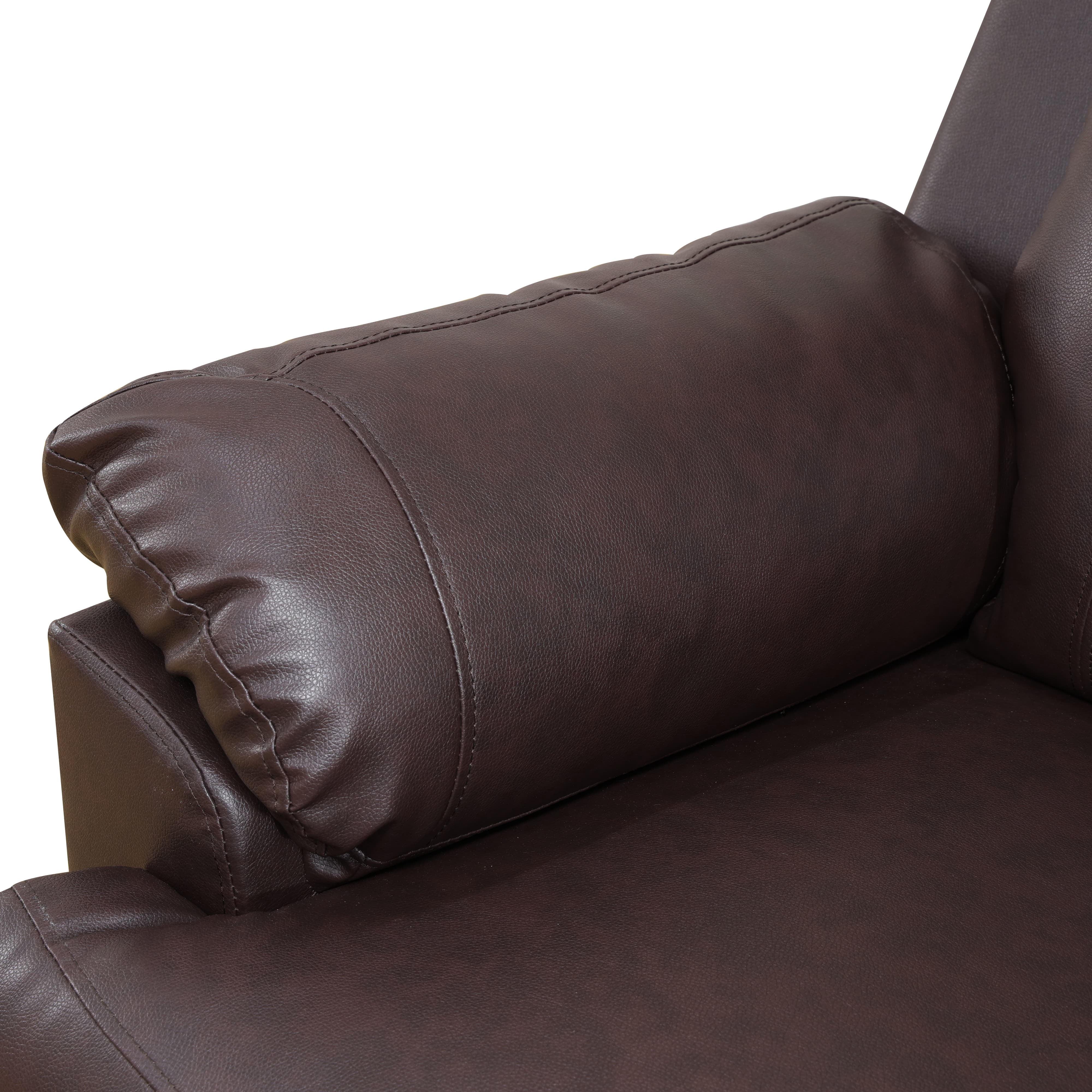 MAYEERTY Reclining Sofa, 3-Seat Breathable Semi-PU Leather Recliner with Adjustable Backrests for Living Room, Brown
