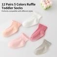 thumbnail image 3 of Yawlsow 12 Pack Toddler Socks with Grips, Non-Slip Ruffle Ankle Socks for Baby Girls, Size 3M-5T, 3 of 7