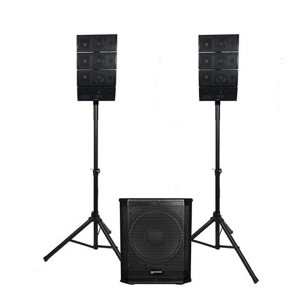 Gemini LRX448 Portable 4X4 Line Array PA Speakers System With 12