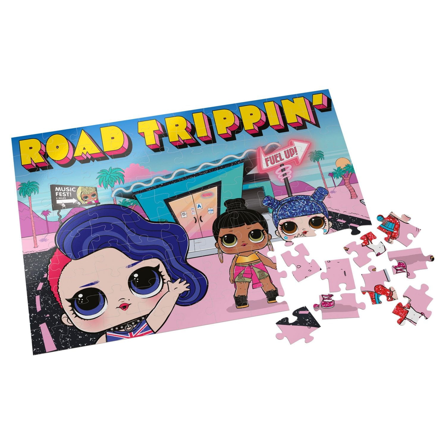 L.O.L. Surprise!, Puzzle de 100 pièces, Fashionable Dolls Road Trippin', illustrations colorées avec boîte verticale, pour les enfants à partir de 4 ans