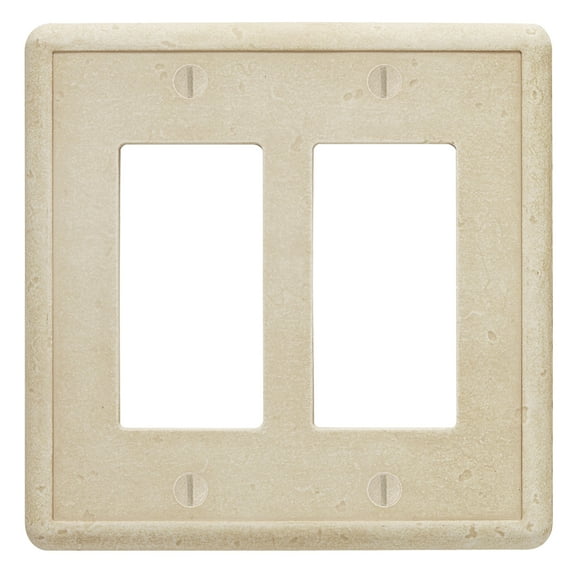 Questech Decor Double Rocker Light Switch Cover, Tumbled Texture, Travertine