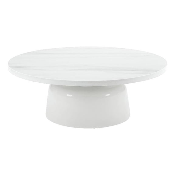 ACME Zaid Contemporary Metal and Wood 40"Dia Round Coffee Table in White