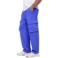 thumbnail image 4 of Dresfit Mens Cargo Pants Drawstring Wide Leg Baggy Sweatpants Open Bottom Hiking Joggers Summer 2026 Straight Leg Big and Tall Workout Sweat Pants Royal Blue 3XL, 4 of 8