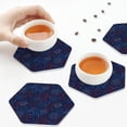 thumbnail image 7 of Pofeuu Firework Print Leather Coasters Set of 6, Round Cups Mugs Mat Pad for Home Kitchen Heat Resistant Drink Coasters,Hexagon, 7 of 7