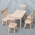 thumbnail image 2 of Mobilier Miniature Maison de Poupée Table à Manger en Bois avec Ensemble de 6 Chaises, 2 of 6