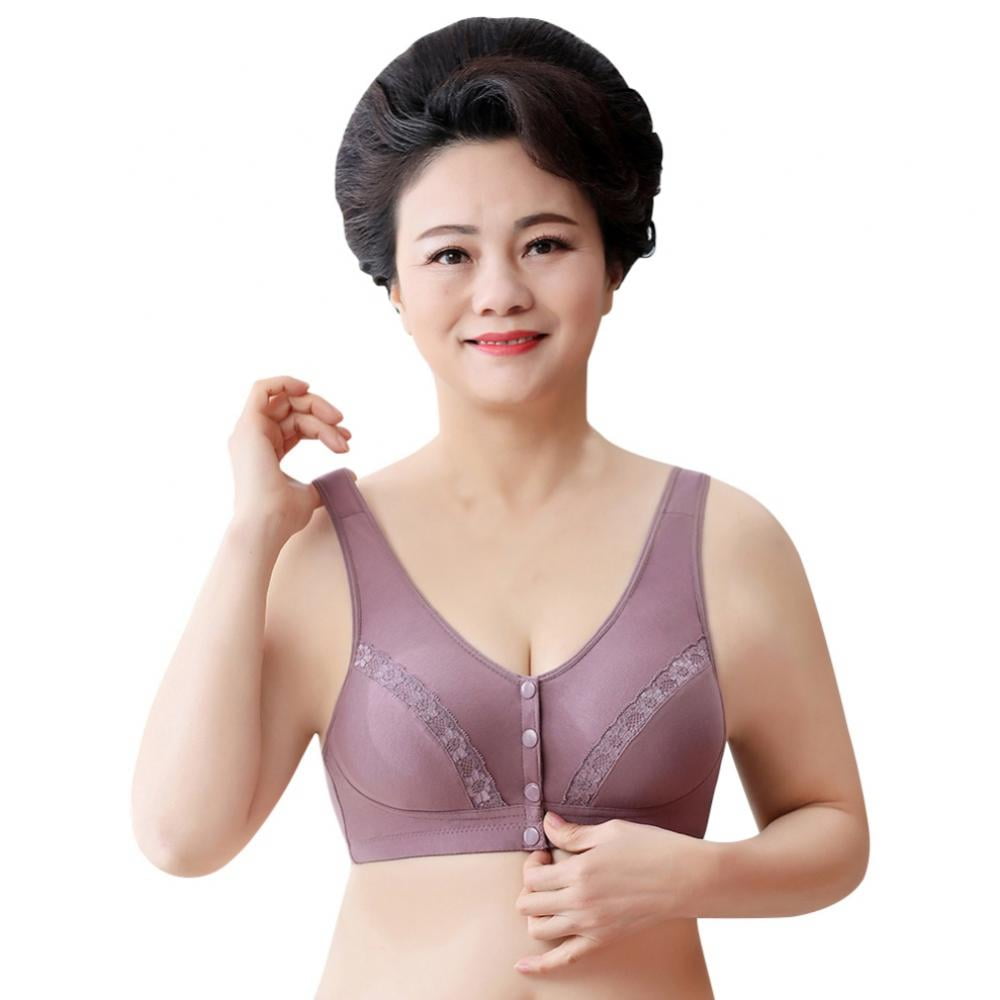 2022 Front Button Breathable Skin-Friendly Cotton Bra, Women's Everyday  Sleep Bras Wirefree Bralettes