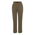 thumbnail image 4 of Audhol Dress Pants Women! Women's Solid Color Knitted Stretch Slim Fit Flared Pants Women's Pants Khaki 2XL, 4 of 9