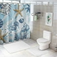 thumbnail image 7 of Chilfamy Beach Shower Curtain for Bathroom Blue Coastal Seashell Coral Decorative Shower Curtains Waterproof Fabric Nautical Ocean Themed Shower Curtain Sets for Bathtub Hotel With Hooks White, 7 of 7