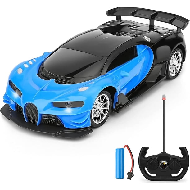 Coche De Control Remoto Para Niños - Carreras De Juguete Remoto Eléctrico A Escala 1/16, Con Luces Led Vehículo De Juguete De Hobby De Alta Velocidad Recargable, Regalos De Coche Rc Para 3 Años