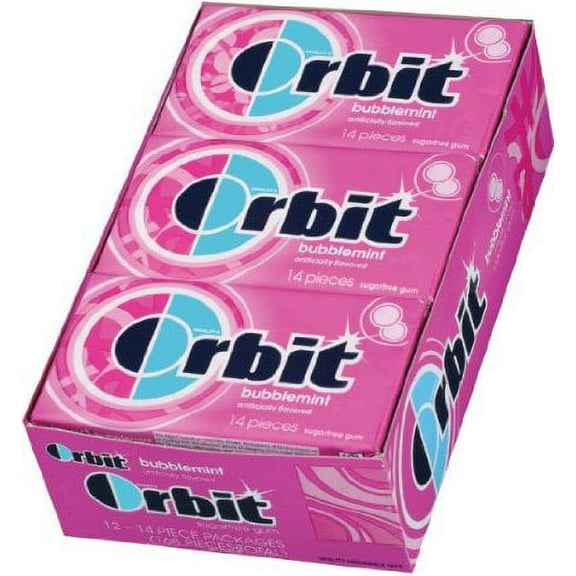 (Price/case)Orbit Mint Bubble Gum 14 Pieces - 12 Per Pack - 12 Packs Per Case.