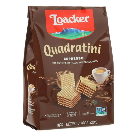 Pack of 6, Loacker Quadratini Espresso Creme-Filled Wafer Cookies, 7.76 oz