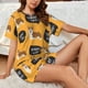thumbnail image 4 of Fotbe Corgi Conjunto de Pijama Estampado para Mujer, 2 Piezas, Ropa de Dormir con Camiseta de Manga Corta y Shorts Suaves-Small, 4 of 6