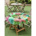 thumbnail image 4 of Outdoor Tablecloth with Umbrella Hole for Patio/Picnic/Party/Camping, Pink Flamingo Waterproof Table Cloth Round Cover Washable, Summer Botanical Tropical Floral (Dia 60"), 4 of 9