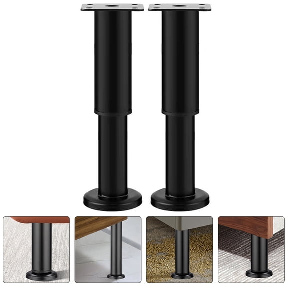 PBPBOX 2Pcs Black Metal Adjustable Furniture Legs with Expandable Height for Home Furniture