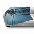 thumbnail image 3 of Landscape Soft Flannel Fleece Blanket, NYC Landscape Manhattan Skyline Panorama Monochrome Picture Modern Home Artwork, Cozy Plush for Indoor and Outdoor Use, 50" x 60", Blue White, by Ambesonne, 3 of 6