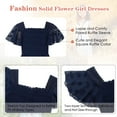 thumbnail image 6 of Aideaone Girls Chiffon Dress Flutter Ruffle Short Sleeve Kids Square Neck Frocks Navy Blue 6-13Y, 6 of 7