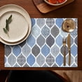thumbnail image 5 of Blue Geometric Quatrefoil Pattern Summer Placemats Table Placemats Set Of 4-Linen Kitchen Washable Placemats Table Mats 11.8"x17.7" Non-Slip Heat Resistant, 5 of 6