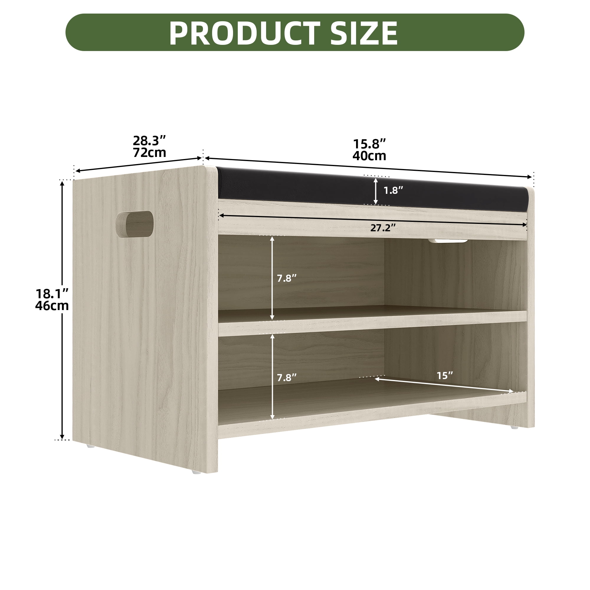 Uforic 2-Tier Shoe Bench, Entryway Storage Bench Shoe Rack Organizer Unit , Oak
