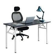 Need Computer Desk Office Desk 55 inches Folding Table with BIFMA Certification Computer Table Workstation No Install Needed, Black White AC5CW-140