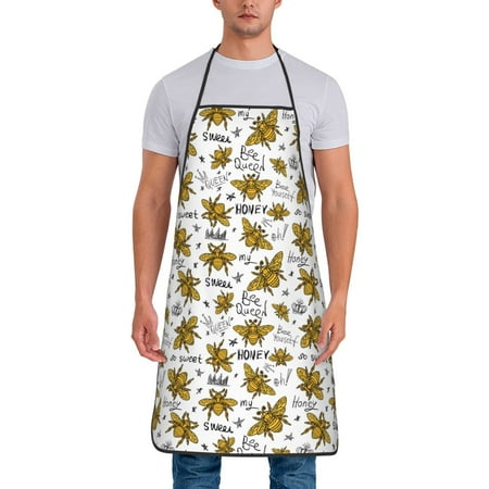 

Zeuib Hohey Bee Golden2 Print Unisex Waterproof Aprons Cooking Aprons for Kitchen Gardening and Salon Water & Oil Resistant