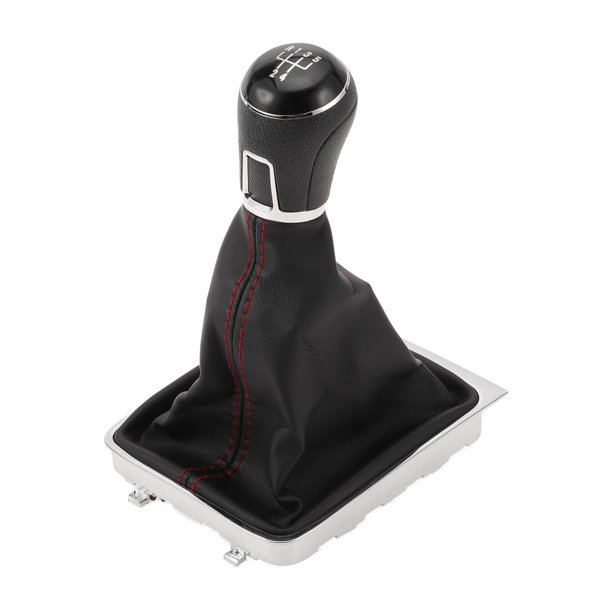 Perilla de cambio manual de 5 velocidades Unique Bargains con cubierta, perilla de palanca de cambios para Volkswagen Passat 2008-2012, plástico, cuero sintético, negro, rojo, 1 Pc