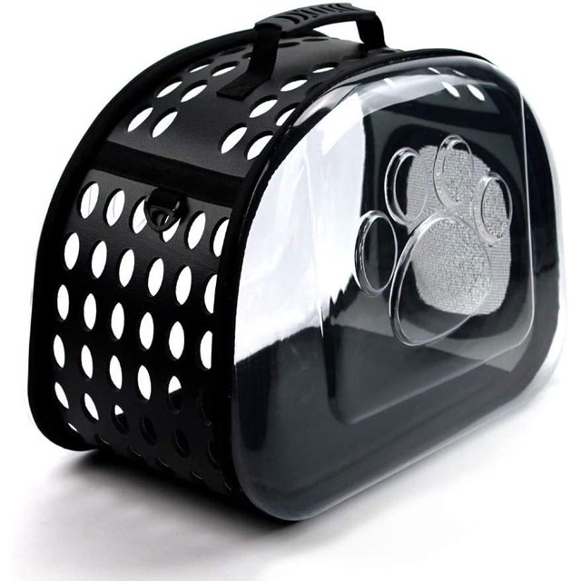 Bolsa de transporte para mascotas plegable portátil, adecuada para el diseño de compartimentos para mascotas pequeñas, claraboya perforada ventilada, negro, 36 * 22 * 20 CM JAMW Sencillez