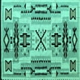 thumbnail image 1 of Ahgly Company Machine Washable Indoor Square Southwestern Turquoise Blue Country Area Rugs, 8' Square, 1 of 4