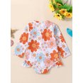 thumbnail image 3 of Bagilaanoe Toddler Baby Girl One-Piece Swimsuit Flower Print Long Sleeve Zipper Rashguard Swimwear 6M 12M 18M 24M 3T 4T 5T Kids Ruffle Bathing Suit, 3 of 9