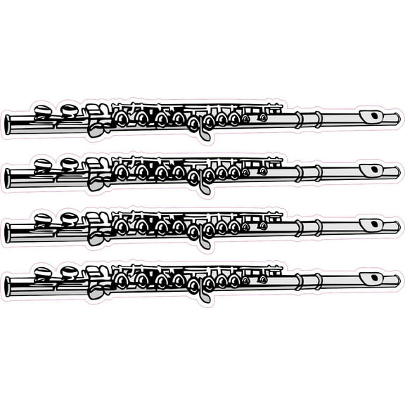 StickerTalk Flute Vinyl Stickers, 1 sheet of 4 stickers, 5 inches x 0.6 inches each