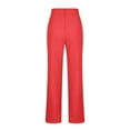 thumbnail image 5 of amkenre Womens Summer Pants Women's Elegant Solid Color Micro Elastic Breathable High Waist Chain Decoration Slim Wide Leg Pants High Waisted Casual Capri Pants For Women Plus Size Wide Leg, 5 of 5