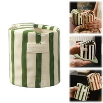 Espresso Cup 10oz Ceramic Coffee Mugs Porcelain Coffee Cup Hand-Painted Striped Art Multiple Use for Kitchen, Dining (Q)