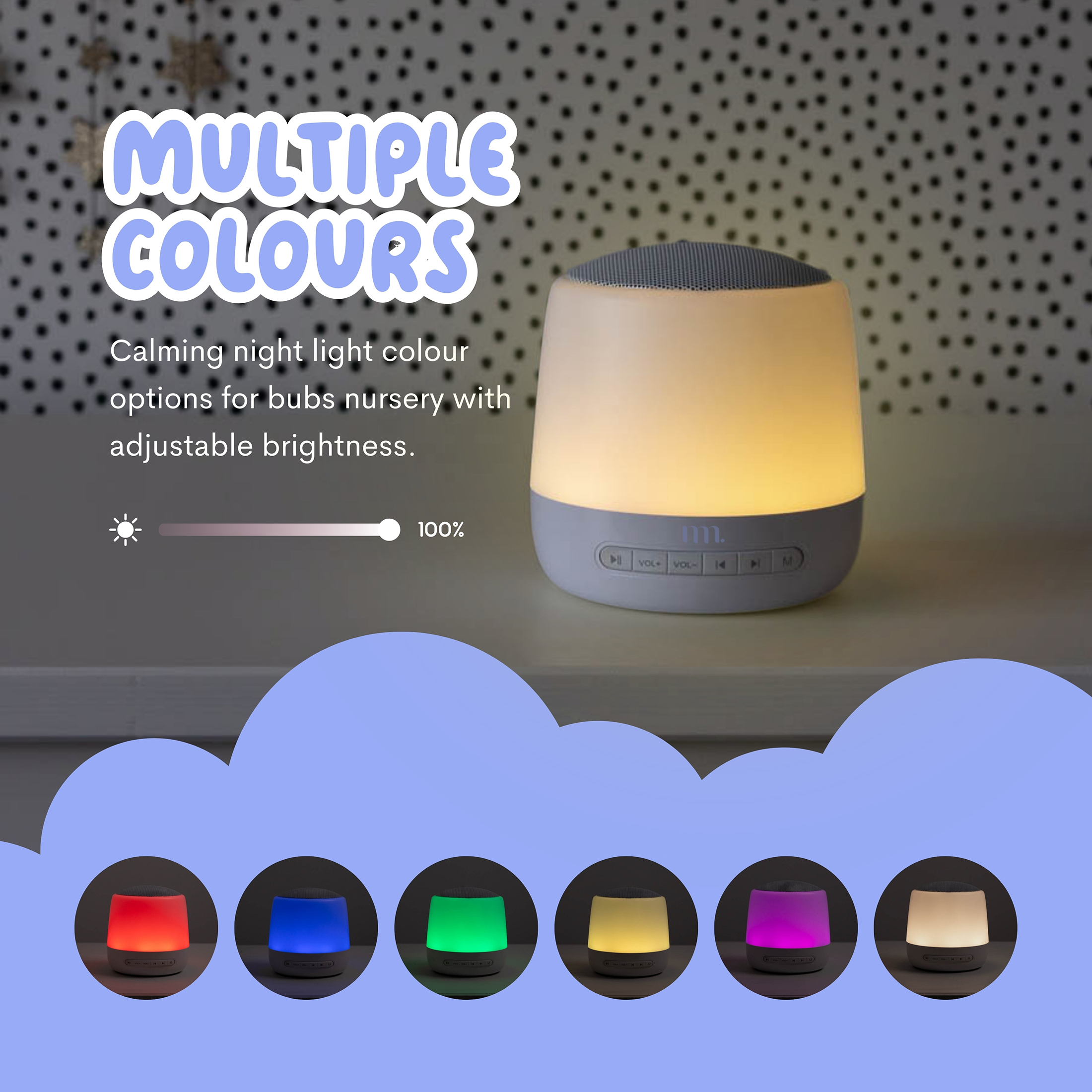 The Midwife Mumma Baby Sound Machine with Night Light, White Noise Machine for Baby Sleeping with 34 Soothing Sounds, Timer, App, Touch