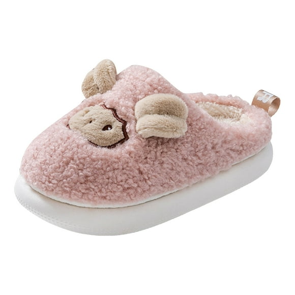 Ccpelsie Toddler Litte/Big Kids Winter Warm Slippers - Soft Plush Indoor Slippers for Baby Boys & Baby Girls with Cute Design(Pink,10.5-11 Years)