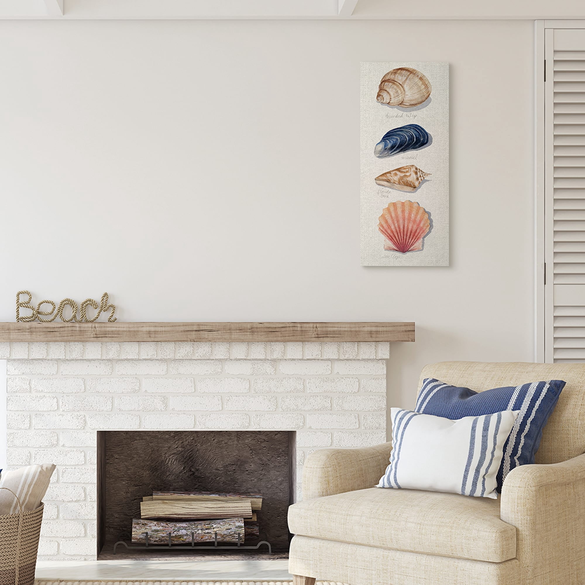Stupell Industries Ocean Life Sea Shells Soft Beige Sand,10 x 24,Designed by Grace Popp