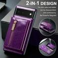 thumbnail image 4 of Tarise 2 in 1 Detachable Wallet Case for Google Pixel 6 Pro, Glitter PU Leather Card Holder Money Pocket Shockproof Kickstand Magnetic Hybrid Slim Phone Back Cover for Pixel 6pro 6.7 inch, Darkpurple, 4 of 10