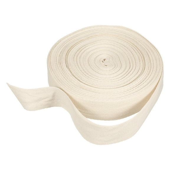 Cotton Twill Tape Ribbon 1-1/5 Inch 23 Yard Herringbone Webbing Tape Roll Bias Binding Tape for DIY Crafts Sewing Gift Wrapping, Beige