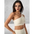 thumbnail image 5 of Women'S One-Shoulder Sports Bra - Sleeveless One Strap Low Asymmetrical Workout Yoga Tops Oat XL, 5 of 8