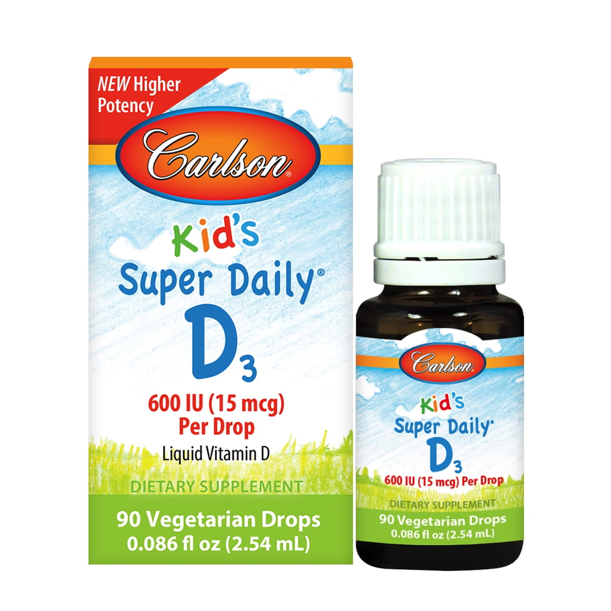Carlson Kid's Super Daily D3, Vitamin D Drops, 600 IU (50 mcg) per Drop, Vegetarian