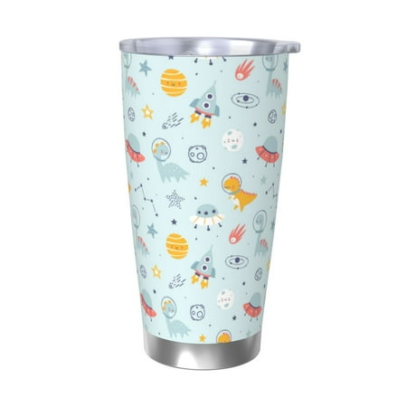 

Logiee Space With Dino Astronauts Print 20OZ Car Cup with Lid Stainless Steel Vacuum Insulated Double Wall Travel Tumbler Durable Insulated Coffee Mug Thermal Cup with Straw-Without Straw
