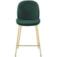 thumbnail image 5 of Contemporary Modern Urban Designer Bar Pub and Dining Kitchen Counter Stool Chair, Velvet Fabric Metal Steel, Green, 5 of 6