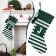 thumbnail image 2 of 20 Inches Initial Christmas Stocking Monogram Embroidered Christmas Stocking, Striped Knitted White Green Letter Stockings for Family Holiday and Xmas Tree Fireplace, 2 of 9