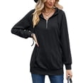 thumbnail image 1 of Jersey de baile sexy para mujer, sudadera con capucha con cremallera de un cuarto, Tops de punto sueltos lisos con bolsillos, 1 of 3