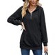 thumbnail image 1 of Jersey de baile sexy para mujer, sudadera con capucha con cremallera de un cuarto, Tops de punto sueltos lisos con bolsillos, 1 of 3
